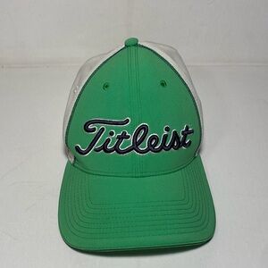 Titleist Tour Style Green White Golf Hat Pro Fit Stretch Flex size S/M